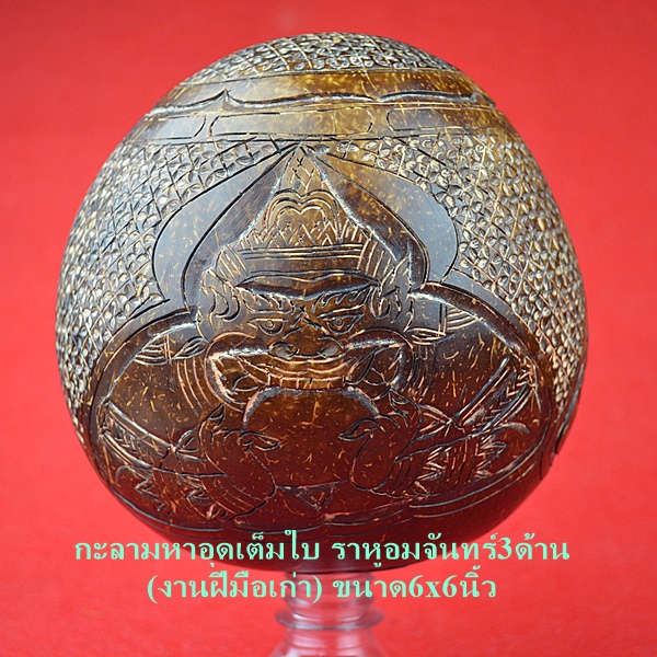 กะลามหาอุดเต็มใบ ราหูอมจันทร์ (งานฝีมือเก่า) ขนาด6x6นิ้ว