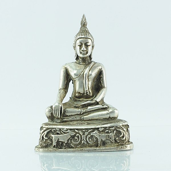 พระบูชาเนื้อว่านบุเงิน ฐาน 3.5 x 5 นิ้ว สูง